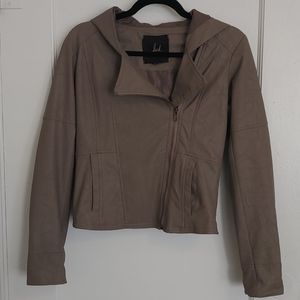 Faux leather hooded jacket